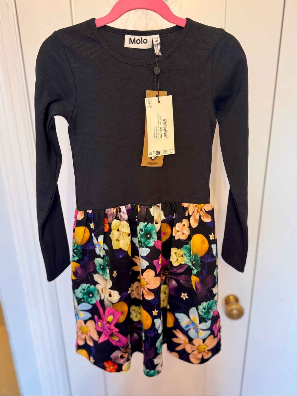 Molo Black Top Floral Print Skirt Dress - Multicolor Flowers